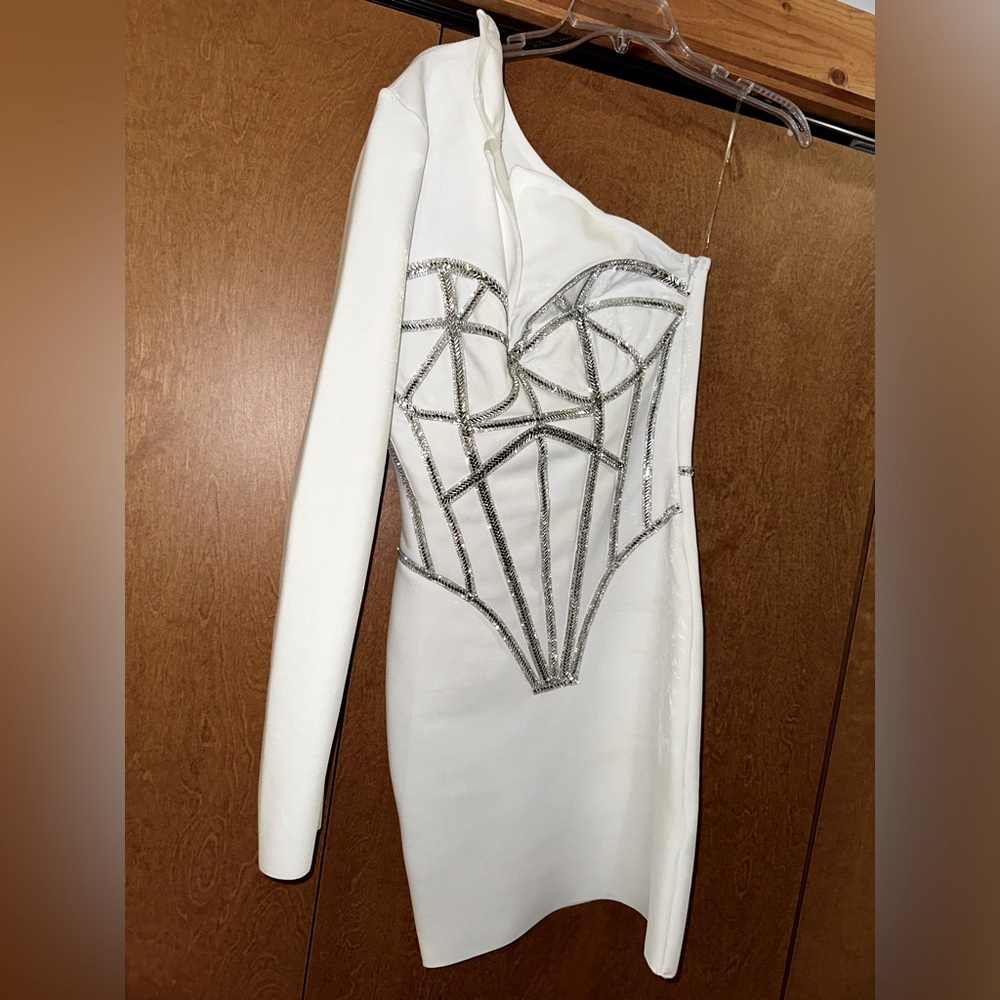 White Akira sequin dress